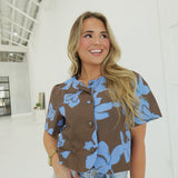 Jane's Day Out Top - Blue/Mocha
