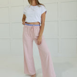 Sneakin' In Contrast Pants - Pink