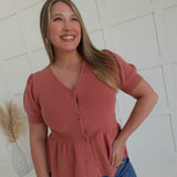 Carolinas Peplum Top - Rose