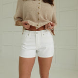 Back To My Roots Denim Shorts - White