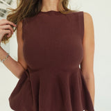 Romy Sweater Top - Brown