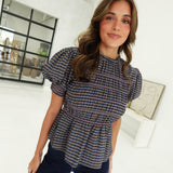 Joan Smocked Top - Navy