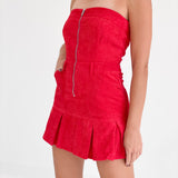 Fall On Repeat Romper Dress - Red