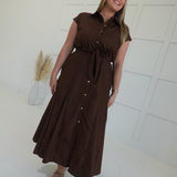 Belle of Fall Midi Dress - Brown