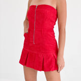 Fall On Repeat Romper Dress - Red