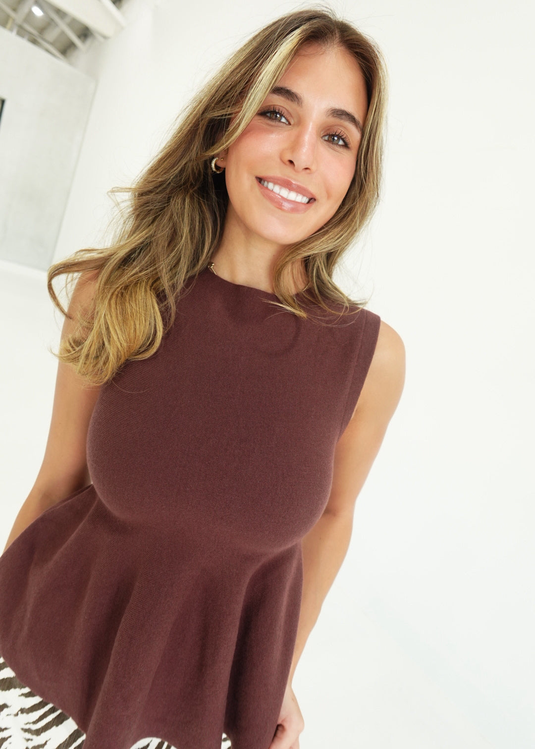 Romy Sweater Top - Brown