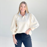 Augusta Half Button Top - Cream