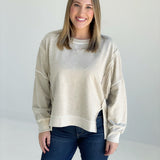 Lightly Taken Pullover Top - Oatmeal