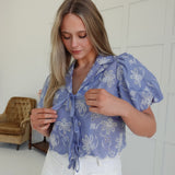 Boastful Embroidered Top - Blue