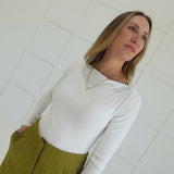 Boatneck Long Sleeve Tee - Off White