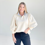 Augusta Half Button Top - Cream