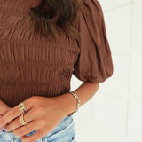 Bellavue Smocked Top - Brown