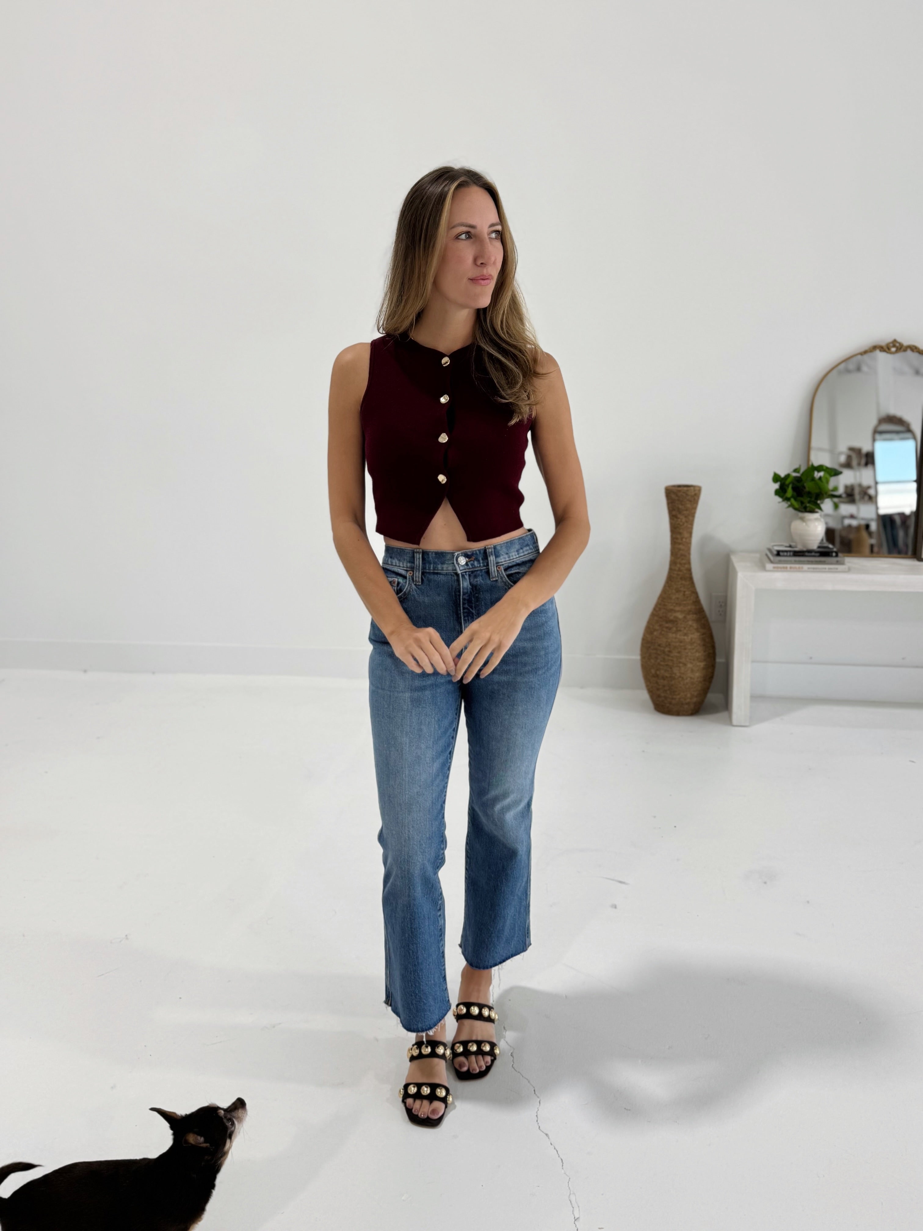 Redwood Knit Vest Top - Burgundy