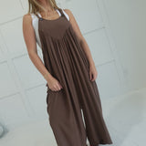 Mavern Crepe Overalls - Mocha