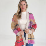 Hudson Cardigan - Fuchsia/Mustard