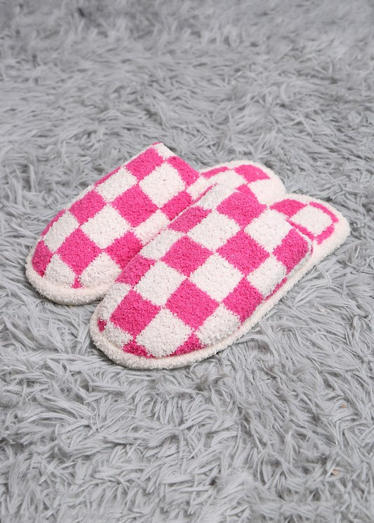 Checkered Slippers  - Fuchsia