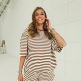 Drew Striped Set - Cream/Brown