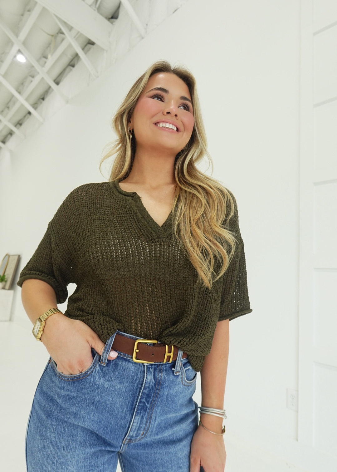 Crowley Knit Top - Olive