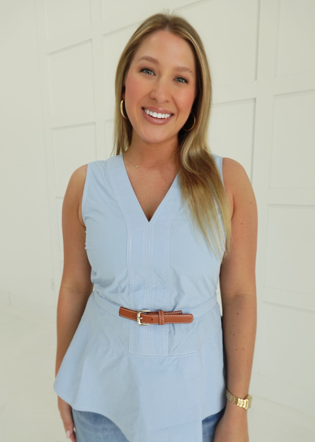 Inheritance Peplum Top - Blue