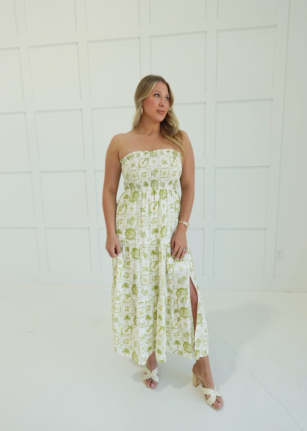 Citrus Coast Midi Dress - Olive