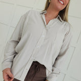 Quirky Button Down Top - Khaki