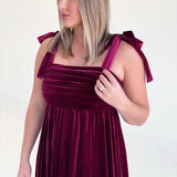 Cavalier Velvet Dress - Burgundy