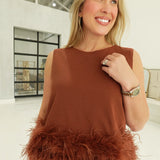 Raina Feathered Top - Toffee