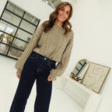 Lola Cable Knit Cardi - Taupe