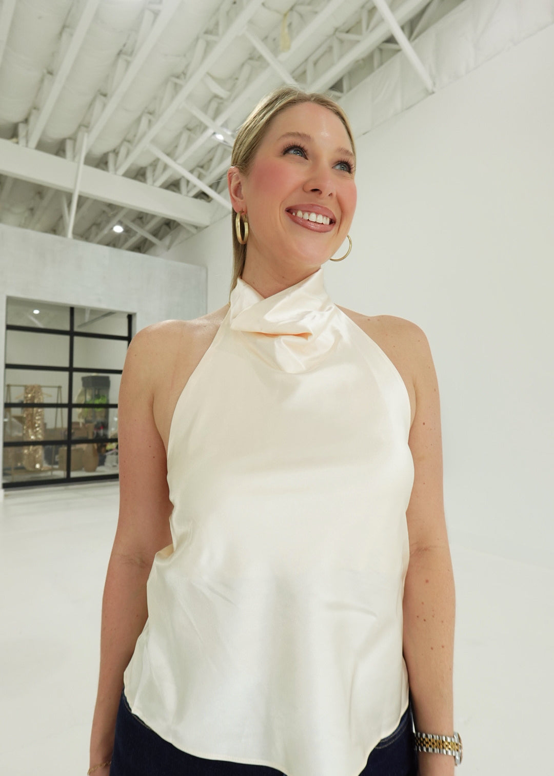 Wine Me Halter Top - Cream