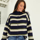 Baldwin Striped Cardi - Navy