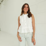 Kathleen Tie-Neck Top - White