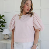 Penelope Pinstripe Top - Pink