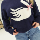 Flossie Swan Sweater - Navy