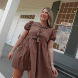 Dalton Babydoll Dress - Brown