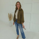 Match My Vibe Bomber Jacket - Olive