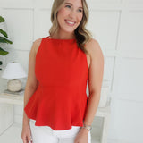 Few And Far Peplum Top - Red