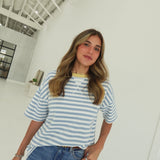 Johnnie Striped Top - Dusty Blue Multi
