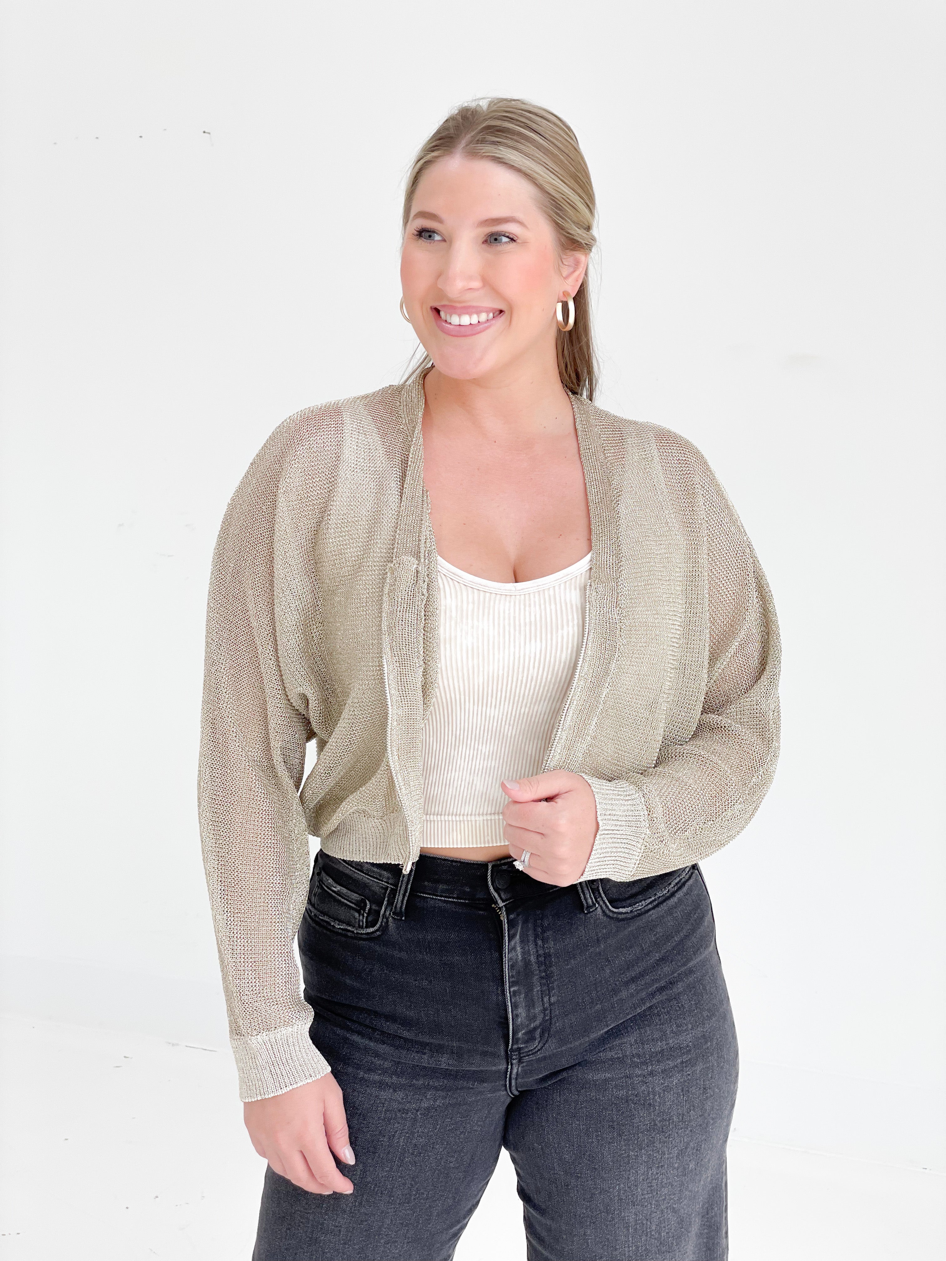 Mirage Metallic Cardigan - Gold