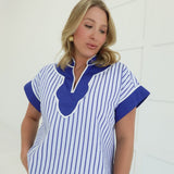 Hemingway Striped Top - Lt Blue