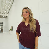 Crowley Knit Top - Maroon
