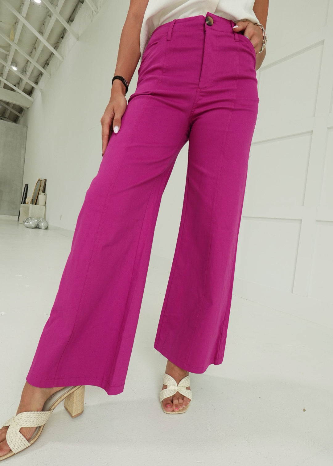 Calhoun Wide Leg Pants - Magenta