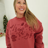 Christmas Themed Embroidered Sweatshirt