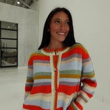 Frenzy Striped Cardigan - Orange Multi
