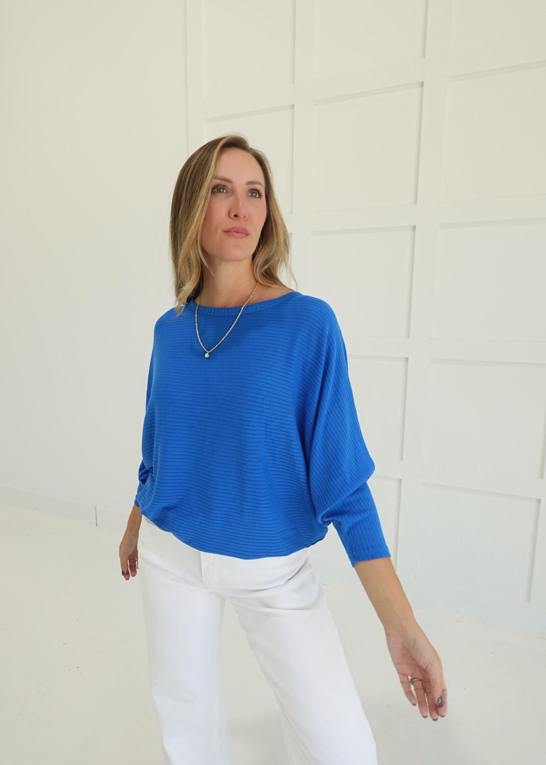 Ribbed + Ready Top - Ocean Blue