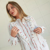 Lorraine Ruffled Top - Red Flower
