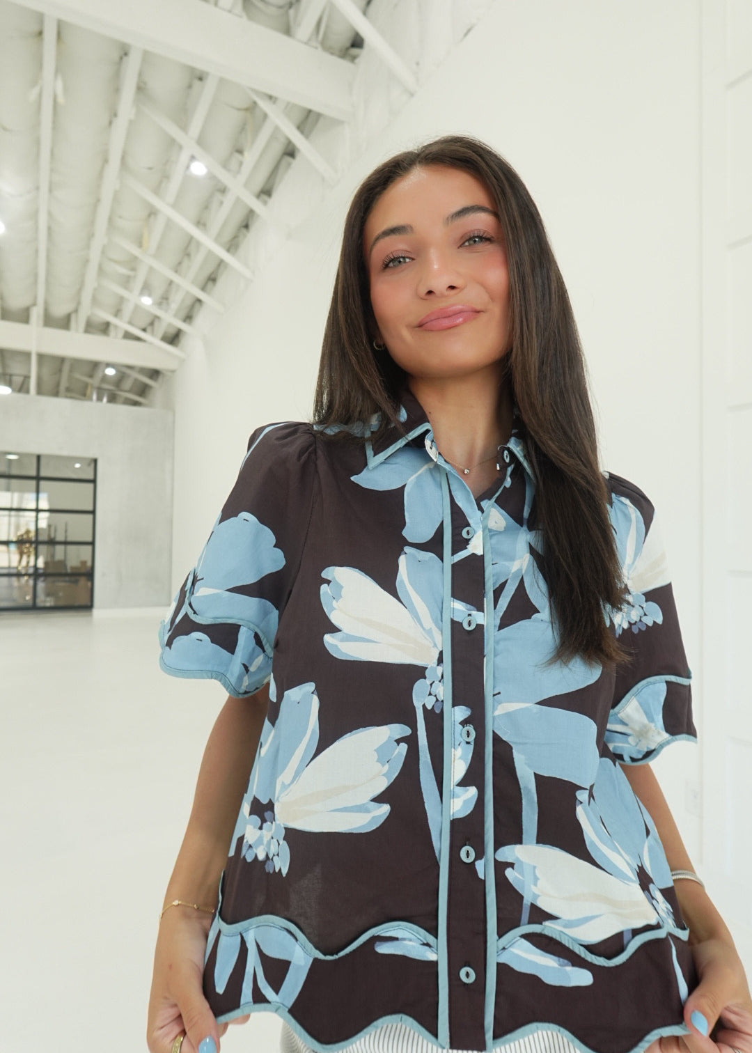 Lyra Floral Top - Brown