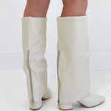 Vivi Foldover Boots - Beige