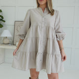 Anabelle Striped Dress - Taupe