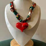 Christmas Scarf Necklace - Red Heart