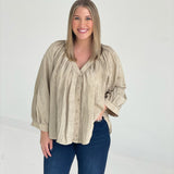 Bella Balloon Sleeve Blouse - Taupe